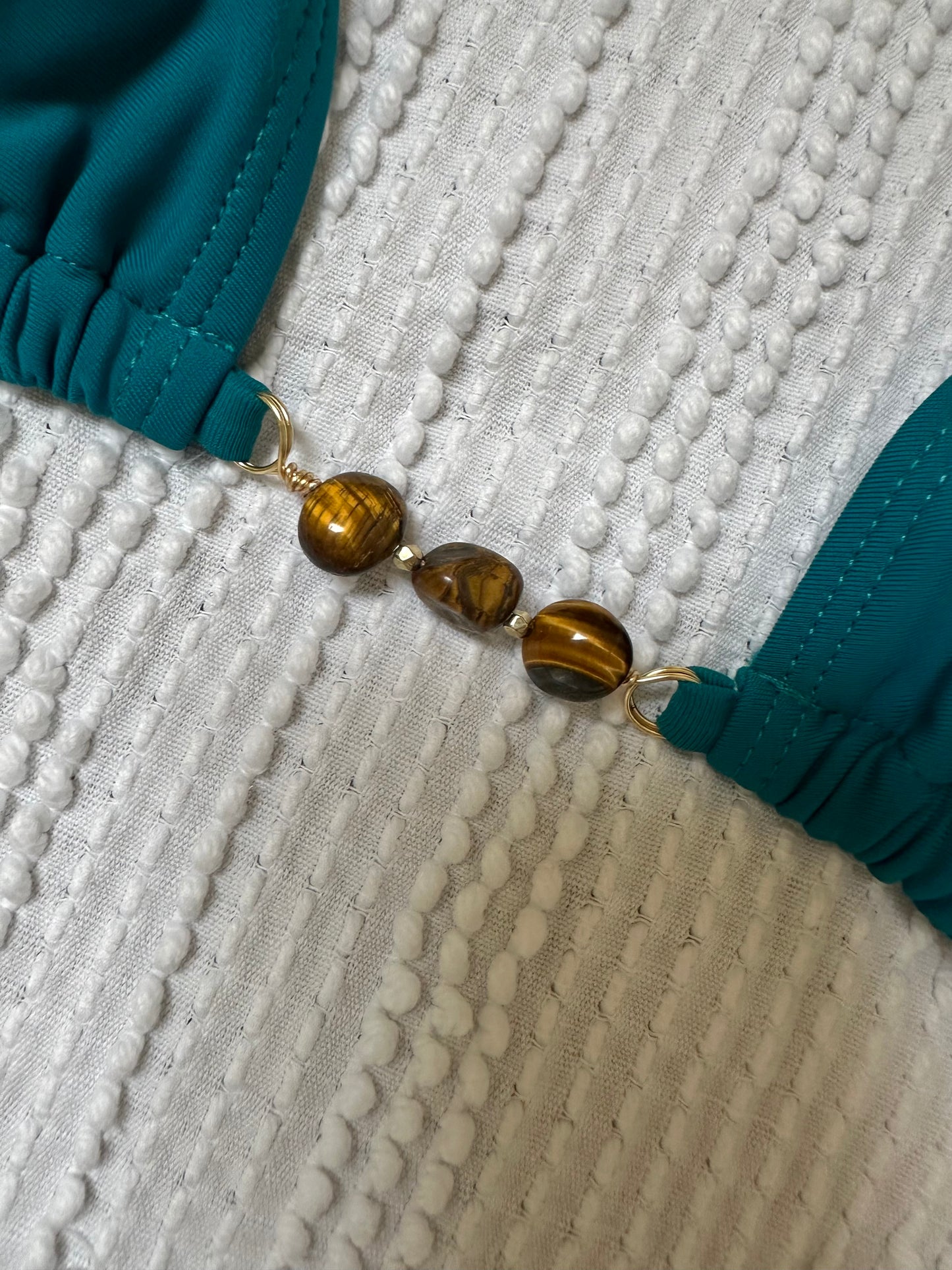 Teal tigers eye triangle bikini set