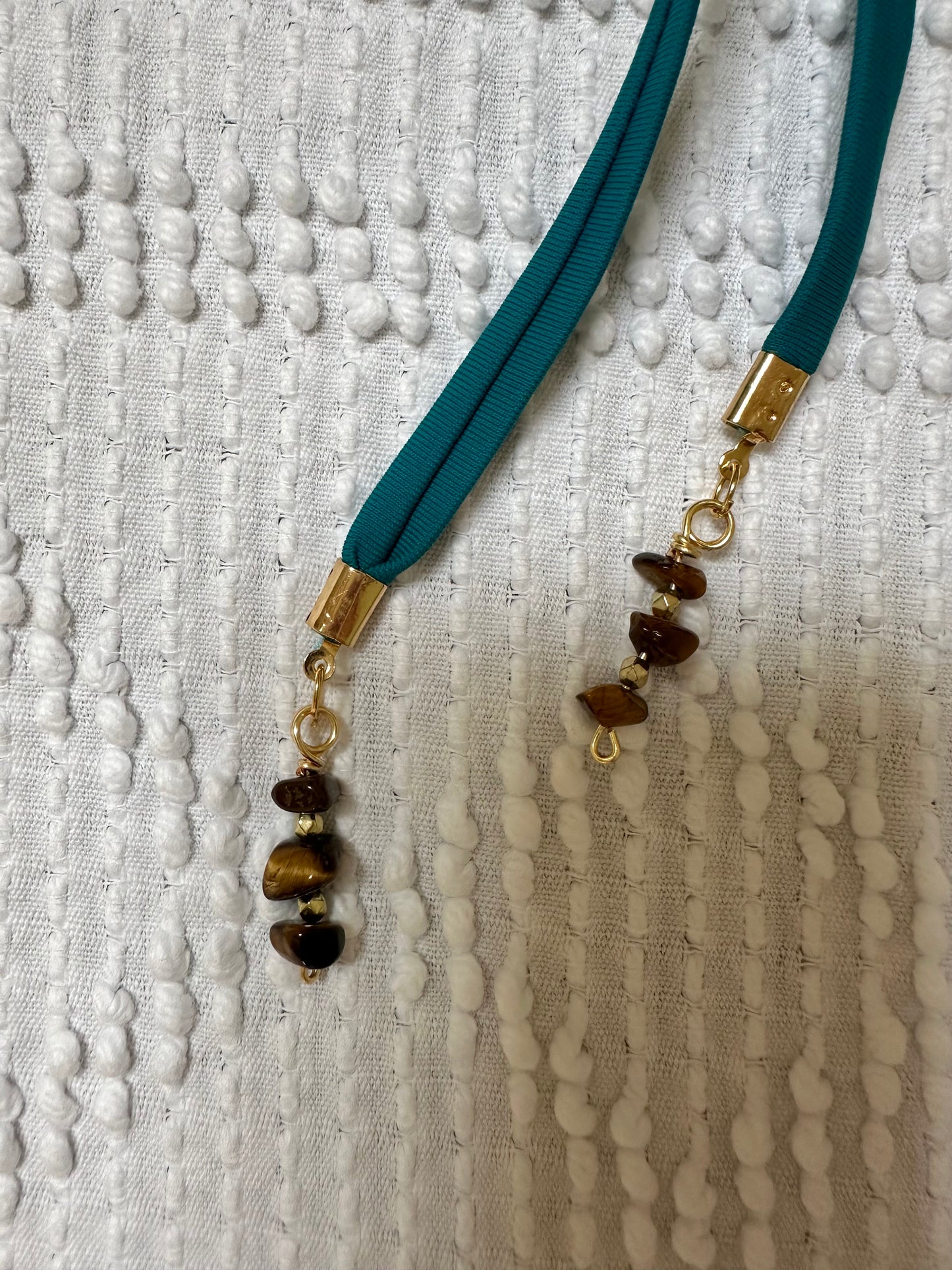 Teal tigers eye triangle bikini set