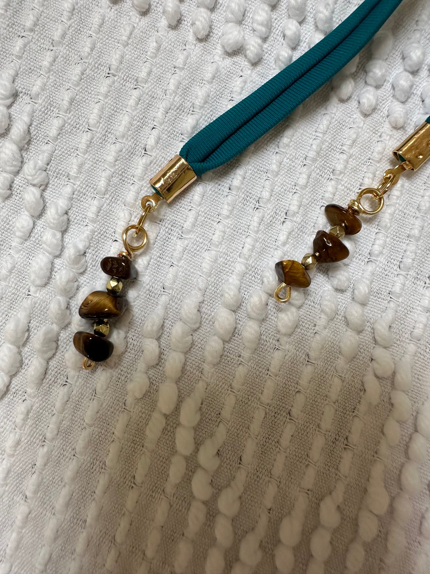 Teal tigers eye triangle bikini set